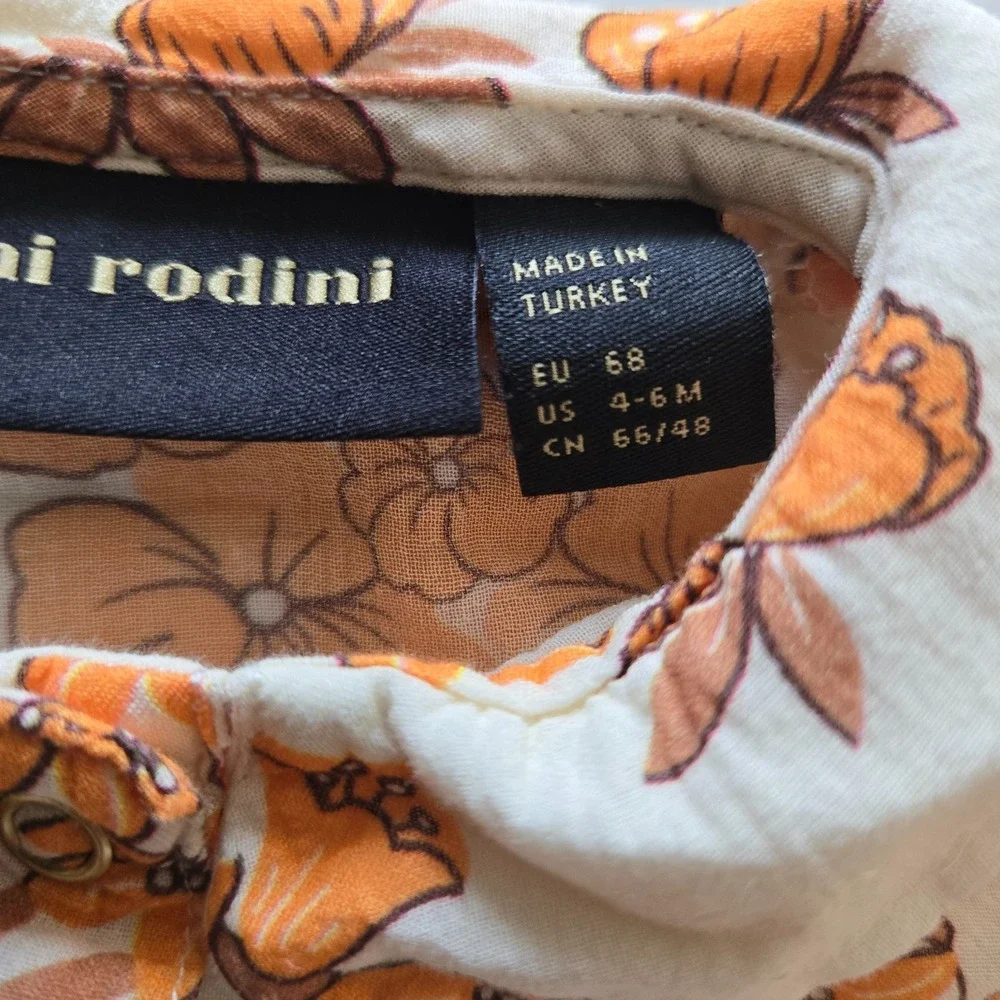 Mini Rodini Wildflowers woven body 4-6 months for Boy‎ Bodysuit Beige